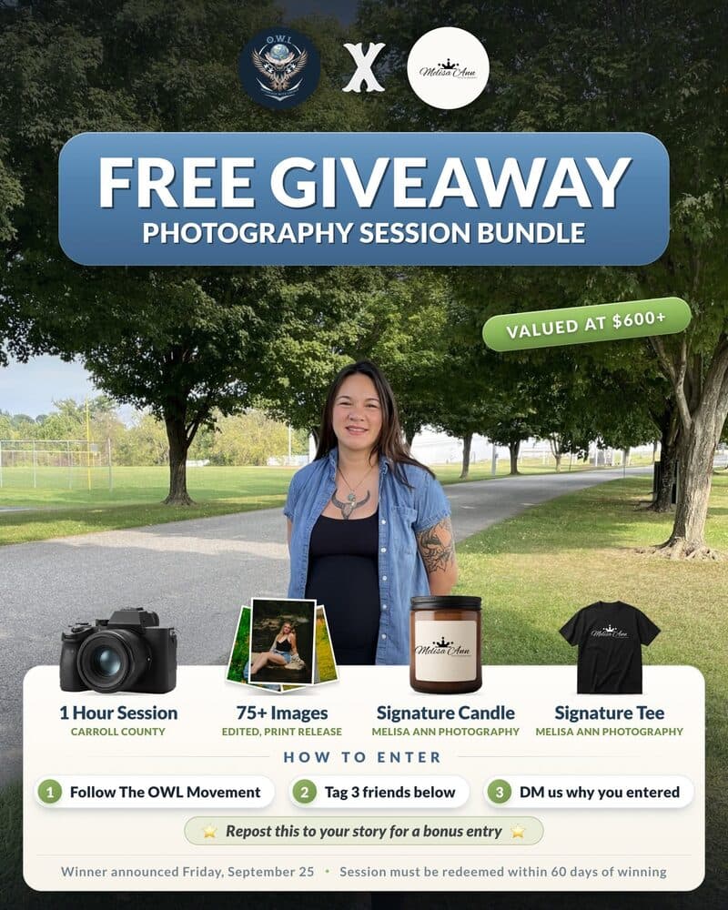 Giveaway post: a free photography session bundle from Melisa Ann Photography, with how to enter